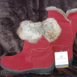 Red Waterproof Suede Henri Pierre Winter Boots - size 9, NWT